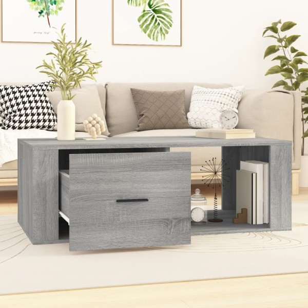 Mesa de centro madera contrachapada gris Sonoma 100x50,5x35 cm