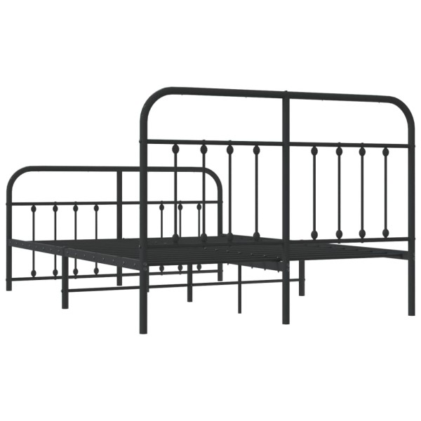 Estructura de cama cabecero y pie de cama metal negro 140x190cm