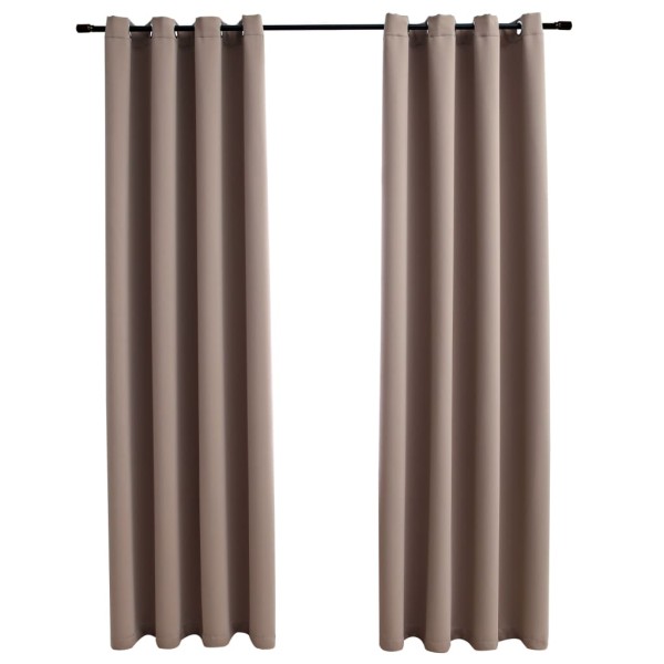 Cortinas opacas con anillas de metal 2 pzs gris topo 140x225 cm