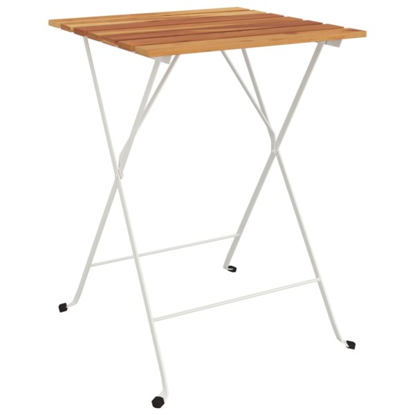 Mesa de cafetería plegable madera acacia y acero 55x54x71 cm