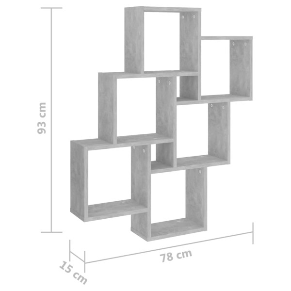 Estante cubo de pared contrachapado gris hormigón 78x15x93 cm