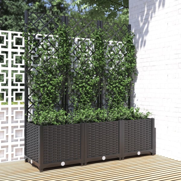 Jardinera con enrejado PP negro 120x40x136 cm