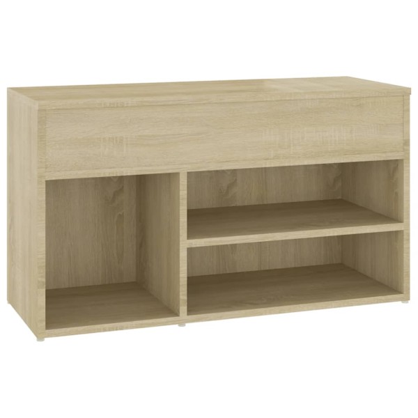 Banco zapatero madera contrachapada roble Sonoma 80x30x45 cm