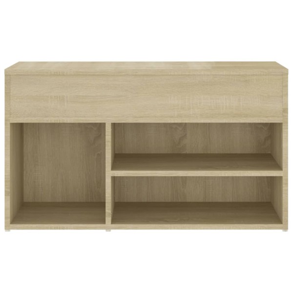 Banco zapatero madera contrachapada roble Sonoma 80x30x45 cm