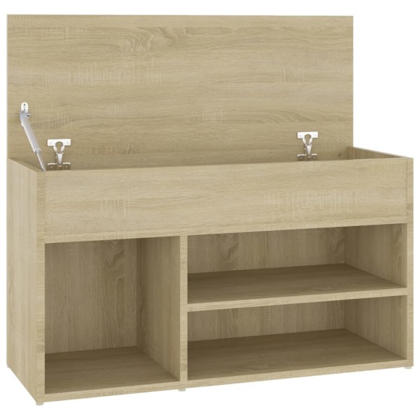 Banco zapatero madera contrachapada roble Sonoma 80x30x45 cm