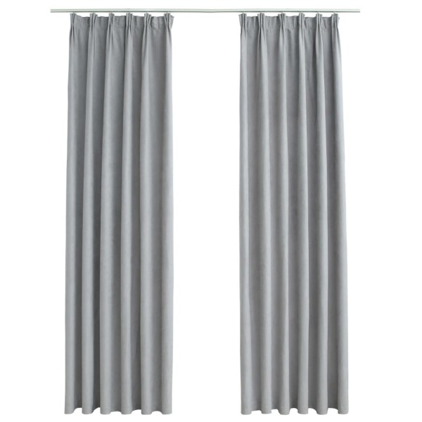 Cortinas opacas con ganchos 2 piezas gris 140x225 cm