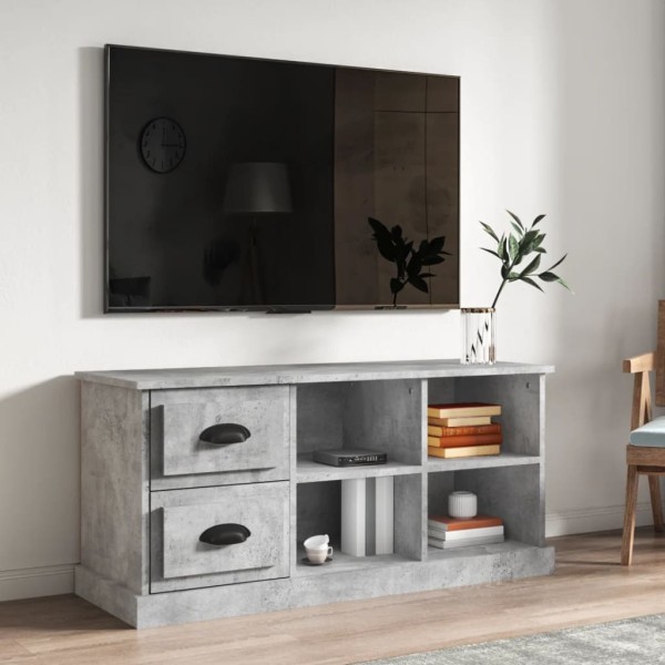 Mueble de TV madera contrachapada gris hormigón 102x35,5x47,5cm