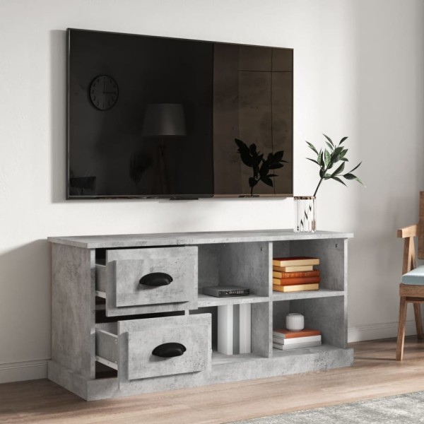 Mueble de TV madera contrachapada gris hormigón 102x35,5x47,5cm