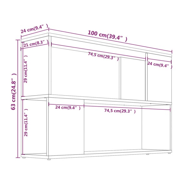 Estantería de madera contrachapada gris Sonoma 100x24x63 cm