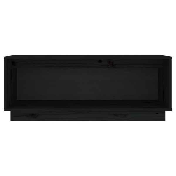 Mueble de TV de madera maciza de pino negro 90x35x35 cm