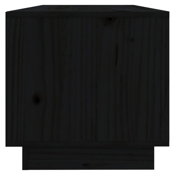 Mueble de TV de madera maciza de pino negro 90x35x35 cm