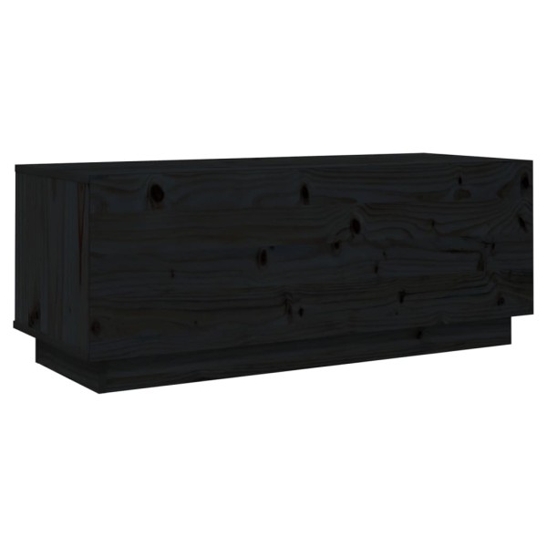 Mueble de TV de madera maciza de pino negro 90x35x35 cm