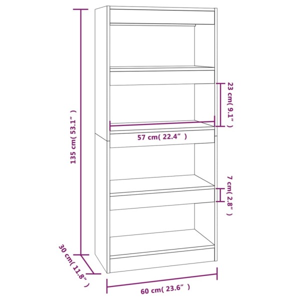 Estantería madera contrachapada marrón roble 60x30x135 cm