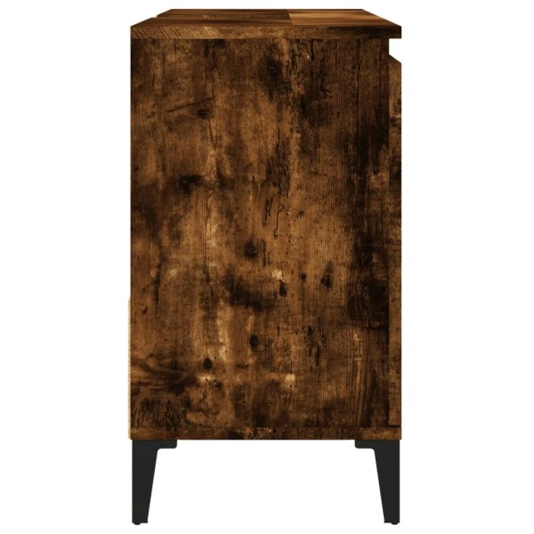 Armario de baño madera contrachapada roble ahumado 65x33x60 cm