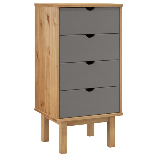 Cajonera OTTA madera maciza de pino marrón y gris 45x39x90 cm