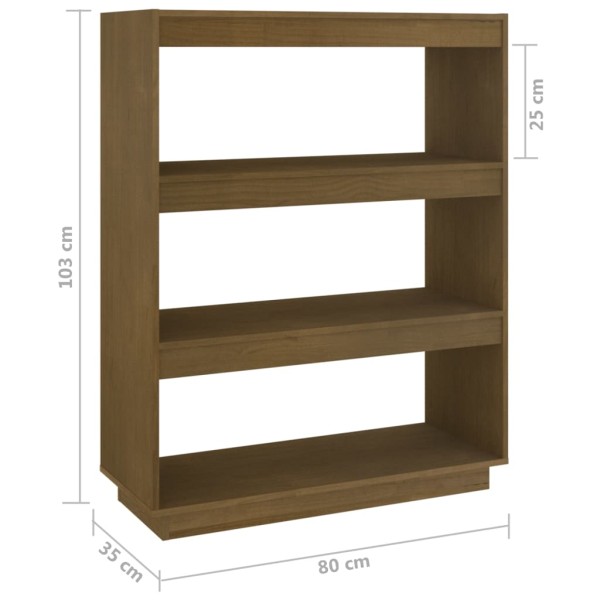 Estantería/divisor espacio madera pino marrón miel 80x35x103 cm