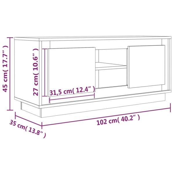 Mueble para TV madera contrachapada roble ahumado 102x35x45 cm