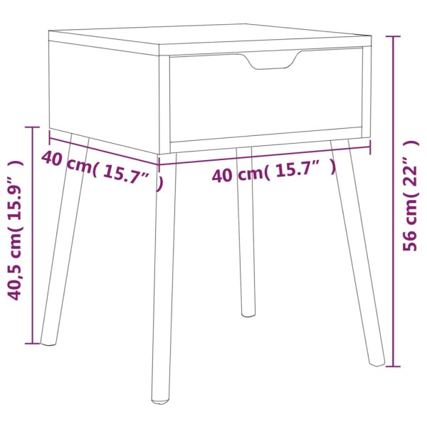 Mesita de noche madera de ingeniería negro brillo 40x40x56 cm