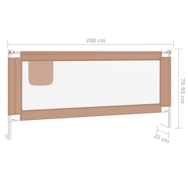 Barandilla de seguridad cama de niño gris taupe tela 200x25 cm