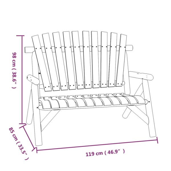 Banco de jardín de 2 plazas madera maciza abeto 119x85x98 cm