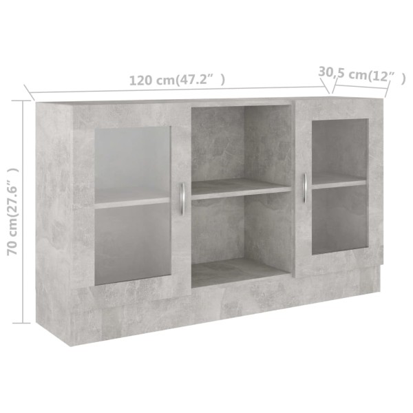 Vitrina de madera de ingeniería gris 120x30,5x70 cm