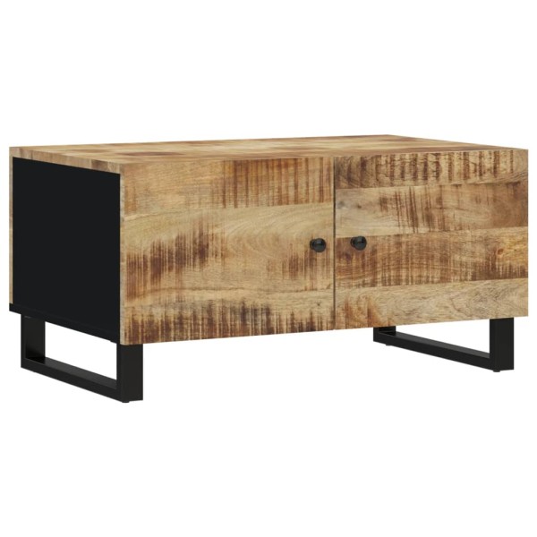 Mesa de centro madera maciza mango y contrachapada 80x50x40 cm