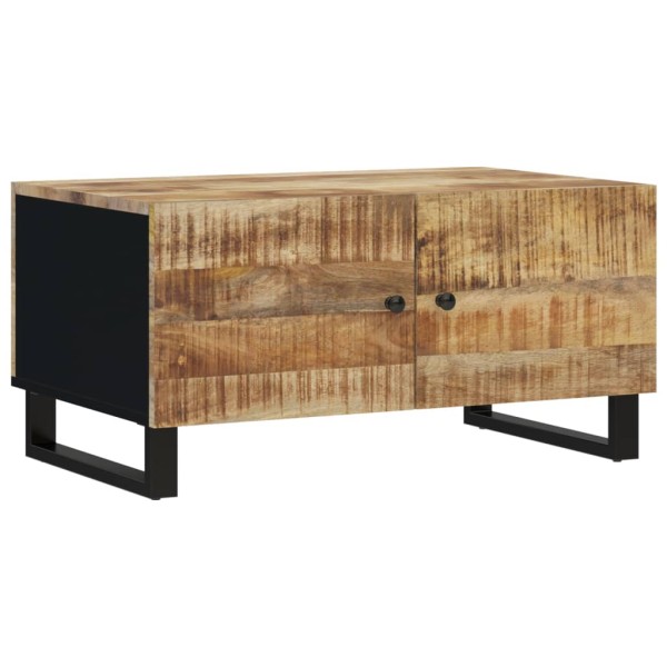 Mesa de centro madera maciza mango y contrachapada 80x50x40 cm