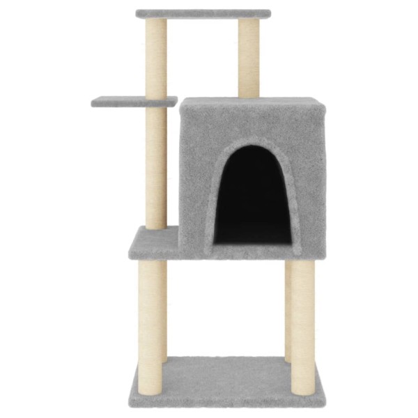 Rascador para gatos con postes de sisal gris claro 97 cm