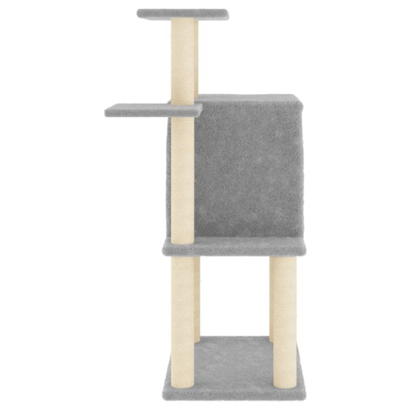 Rascador para gatos con postes de sisal gris claro 97 cm