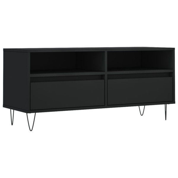 Mueble de TV madera contrachapada negro 100x34,5x44,5 cm