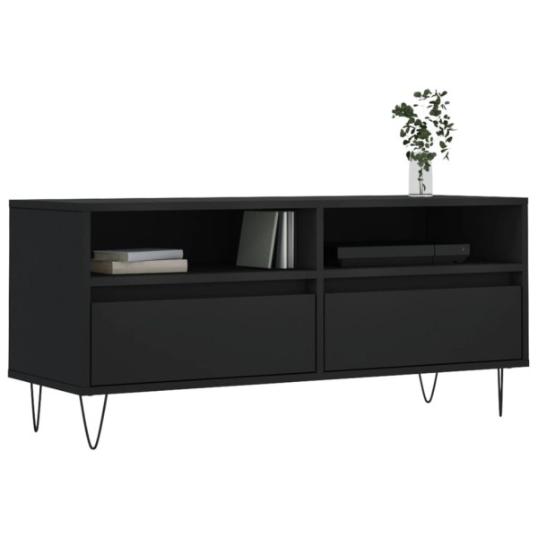 Mueble de TV madera contrachapada negro 100x34,5x44,5 cm