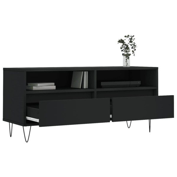 Mueble de TV madera contrachapada negro 100x34,5x44,5 cm