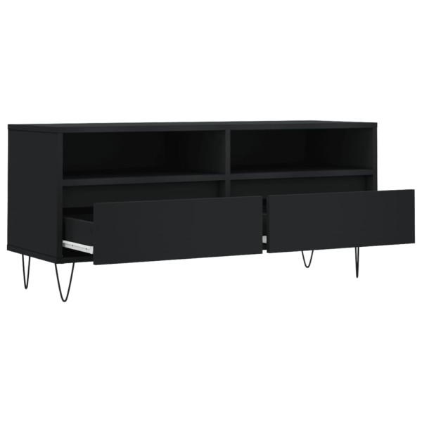 Mueble de TV madera contrachapada negro 100x34,5x44,5 cm