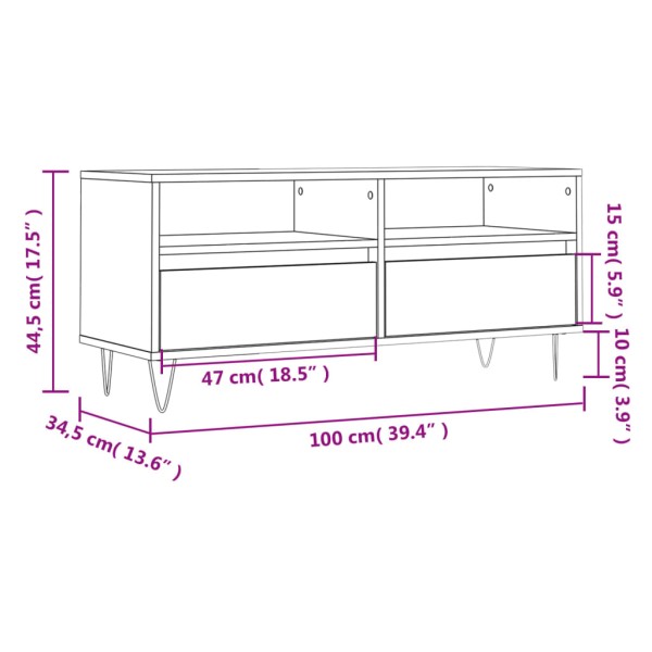 Mueble de TV madera contrachapada negro 100x34,5x44,5 cm