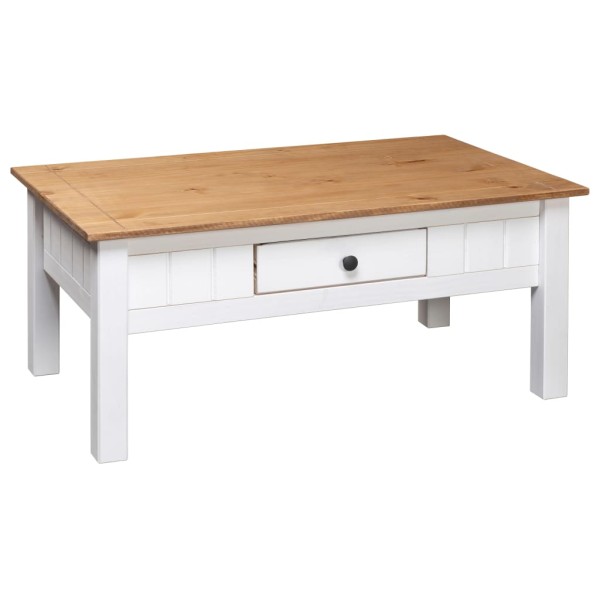 Mesa de centro madera de pino estilo Panamá blanco 100x60x45 cm