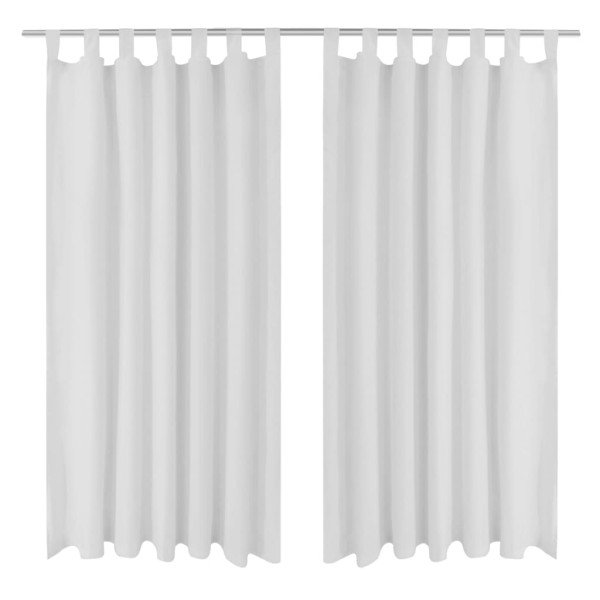 Cortinas de micro-raso con bucles 2 unidades blanco 140x225 cm