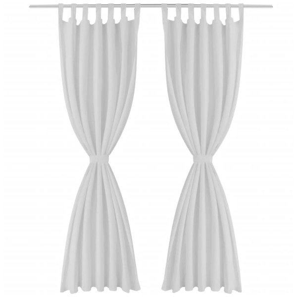 Cortinas de micro-raso con bucles 2 unidades blanco 140x225 cm