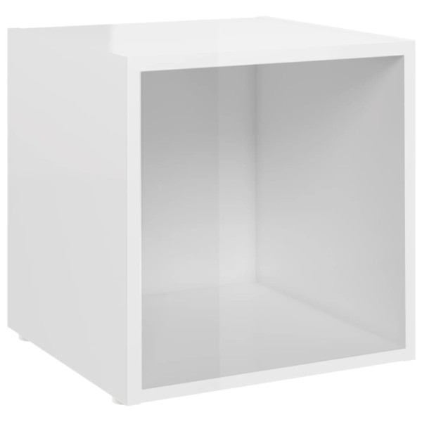 Muebles TV 2 uds madera contrachapada blanco brillo 37x35x37 cm