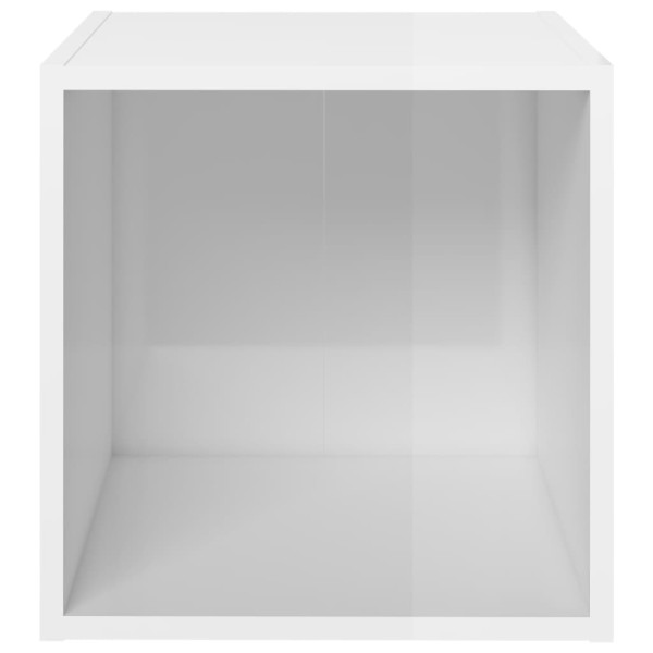 Muebles TV 2 uds madera contrachapada blanco brillo 37x35x37 cm