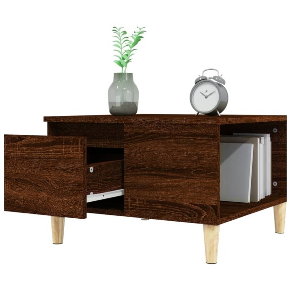 Mesa de centro madera contrachapada roble marrón 55x55x36,5 cm