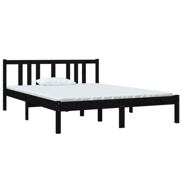 Estructura de cama de madera maciza negro 140x190 cm