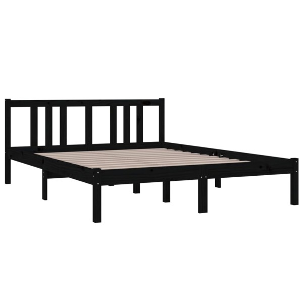 Estructura de cama de madera maciza negro 140x190 cm