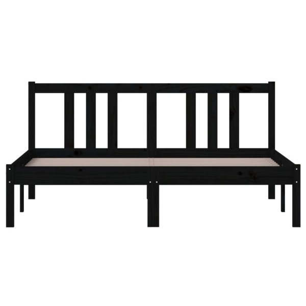 Estructura de cama de madera maciza negro 140x190 cm