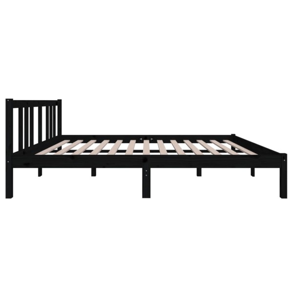 Estructura de cama de madera maciza negro 140x190 cm