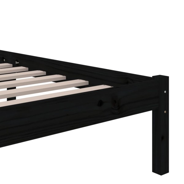 Estructura de cama de madera maciza negro 140x190 cm