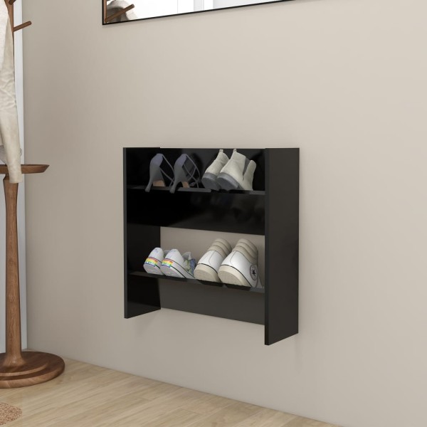 Zapatero de pared madera contrachapada negro 60x18x60 cm