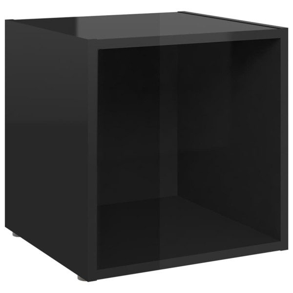 Muebles TV 2 uds madera contrachapada negro brillo 37x35x37 cm