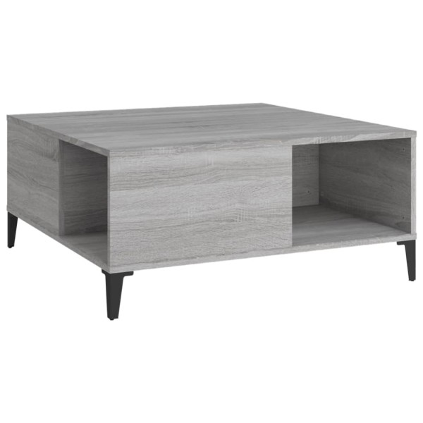 Mesa de centro madera contrachapada gris Sonoma 80x80x36,5 cm