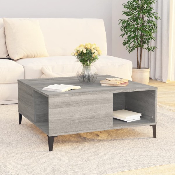 Mesa de centro madera contrachapada gris Sonoma 80x80x36,5 cm