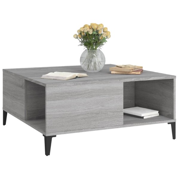 Mesa de centro madera contrachapada gris Sonoma 80x80x36,5 cm